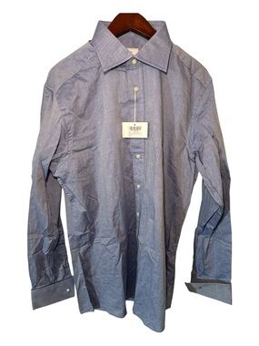 NEW! Camicissima Cuff Dress Shirt Button Up Size 17 Extra Slim Fit Blue